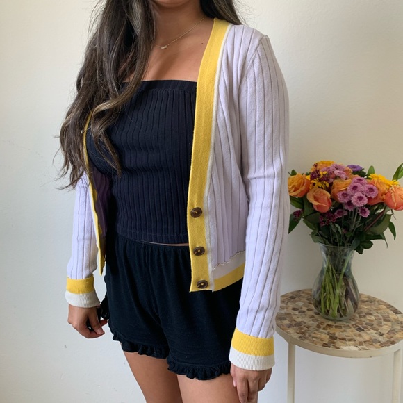 Free People Lavender & Yellow Cardigan - Picture 2 of 4